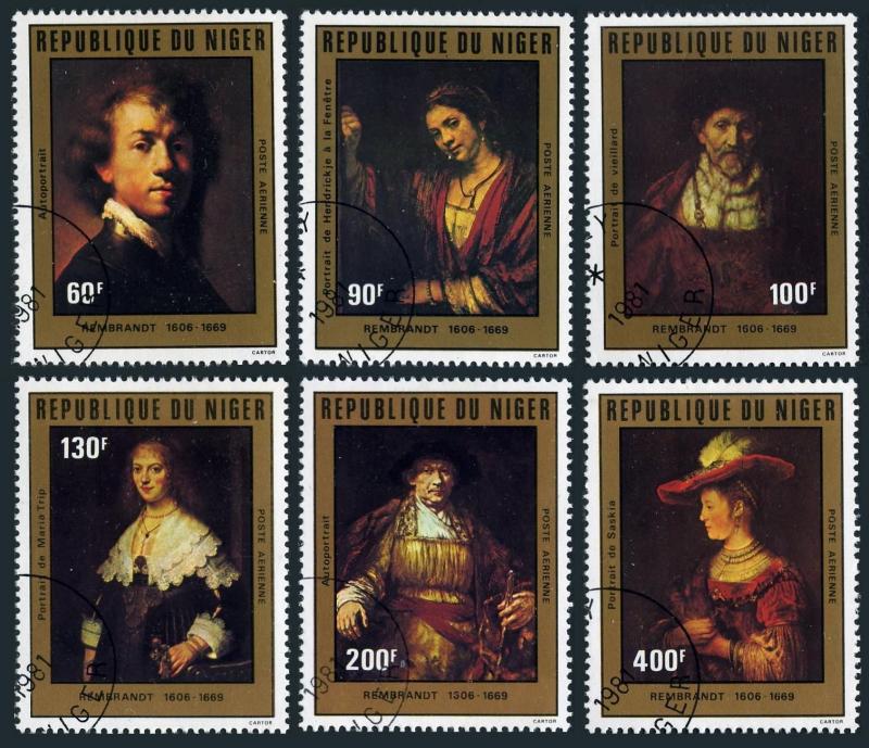 Niger C299-C304,CTO.Michel 730-735. Rembrandt Portraits,1981.