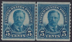 #602 Mint NH, VF, Line pair (CV $22.50) (CV $3.5 - ID47705) - Joseph Luft