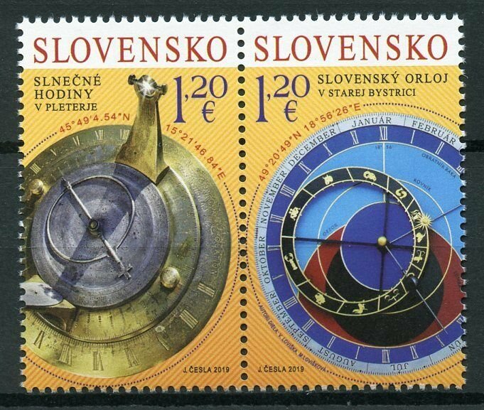 Slovakia 2019 MNH Sundial & Astronomical Clock JIS Slovenia 2v Set Stamps