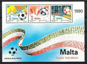 Malta, Scott cat. 763a. Italy`s World Cup Soccer s/sheet.