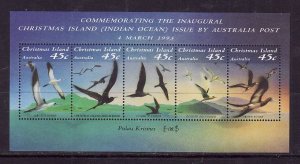 Christmas Is.-Sc#349f-unused NH sheet-Seabirds-1993-