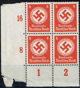 Germany 1934,Sc.#O84 MNH block of 4 Eagle on a base. cv.€36