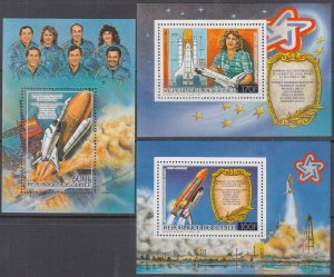 GUINEA Sc# C167-9 CPL MNH SET of 3 MINIATURE S/S RE CHALLENGER DISASTER