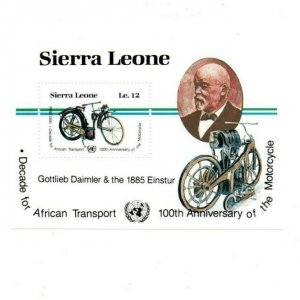 Sierra Leone 1985 - Motorcycles, 100 Years - Souvenir Sheet - Scott 707 - MNH