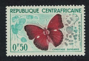 Central African Rep. Blood-red glider Butterfly 0.50f 1961 MNH SG#4