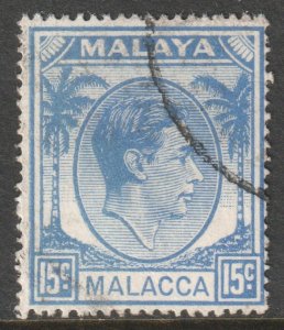 Malaya Malacca Scott 10 - SG10, 1949 George VI 15c used