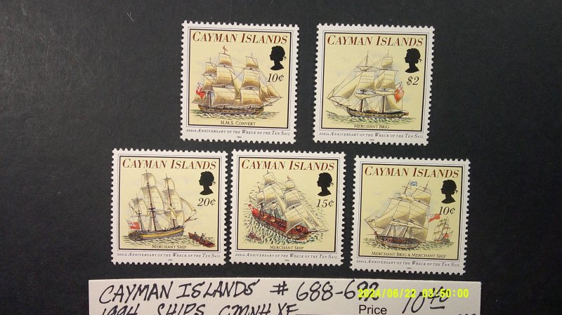 Cayman Islands 1994 Ships Scott# 688-692 complete MNH XF set of 5