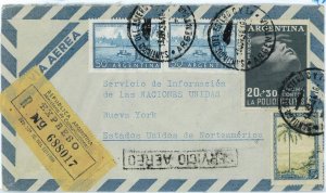 aa3083 - ARGENTINA - POSTAL HISTORY - Registered Express COVER to the USA  1956