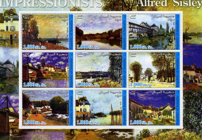 Somalia 2002 Alfred Sisley Paintings Sheet Perforated mnh.vf