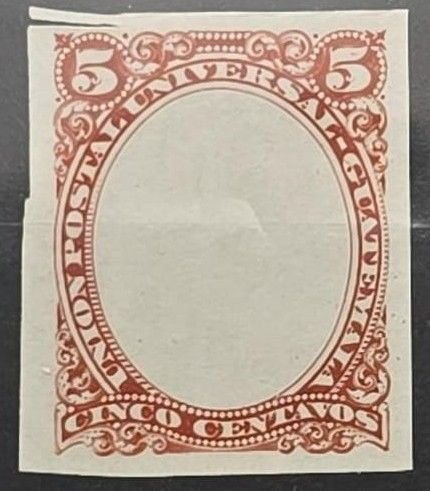MI) 1881 GUATEMALA, QUETZAL, PLATE PROOF OF FRAME ONLY ON THIN UNGUMMED PAPER,