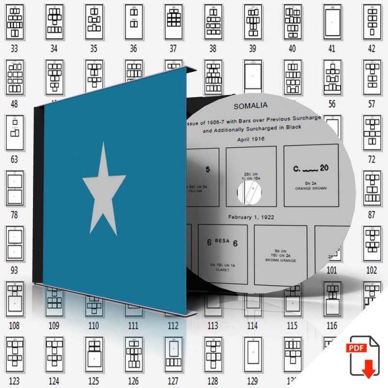 SOMALIA STAMP ALBUM PAGES 1894-1999 (201 PDF digital pages)