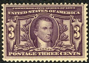 US # 325 SCV $170. 3c La Purchase, VF mint never hinged, post office fresh st...