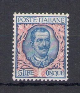 1901 Italy - Kingdom, No. 78 - 5 Lira Blue and Pink, Excellent Centered - MNH**