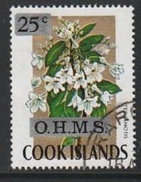 1975 Cook Islands - Sc O9 - used VF - 1 single - Flower Overprint