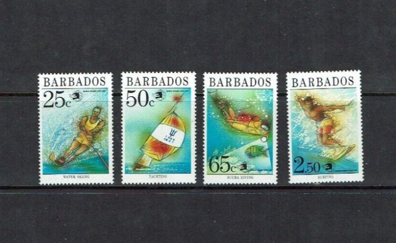 Barbados: 1989 World Stamp Expo, Washington, Watersports, MNH set.