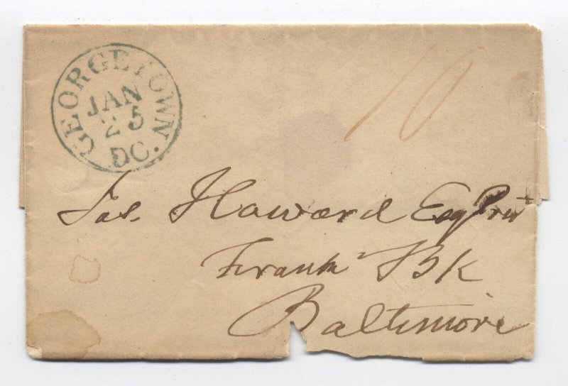 1830s Georgetown DC stampless cover 10 rate [6028.192] 
