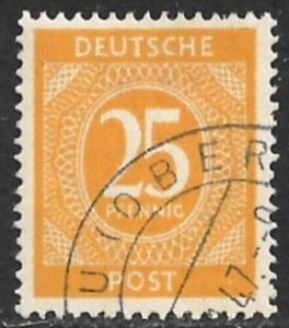 GERMANY 1946 25pf Orange Yellow Numeral of Value Issue Sc 546 VFU