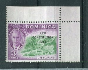 DOMINICA; 1951 early GVI Constitution issue MINT Hinged CORNER 3c. value