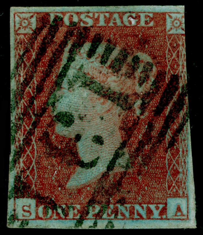 SG8, 1d red-brown PLATE 129, USED. Cat £42. SA 