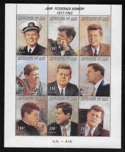 Mali 890 John F. Kennedy mini-sheet MNH c.v. $17.50 Off-set on Back
