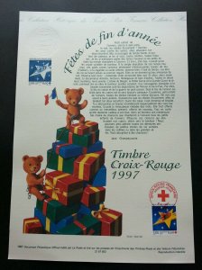 France Red Cross - Christmas And Newyear 1997 Bear (stamp on info sheet)