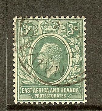 East Africa & Uganda, Scott #41, 3c KGV, Fine Ctr, Used