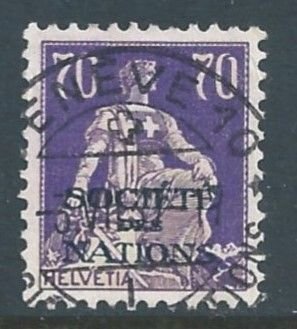 Switzerland #2O24a Used 70c Helvetia Issue Ovptd. For League of Nations with ...