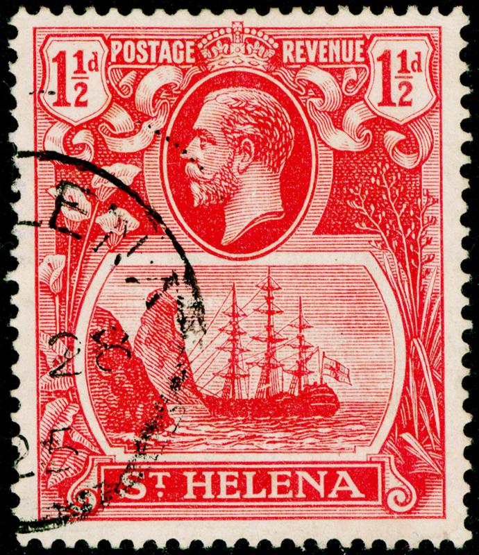 ST. HELENA SG99a, 1½d rose-red, FINE USED, CDS. Cat £200. BROKEN MAINMAST.