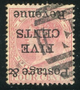 Ceylon #117a Used Inverted Surcharge