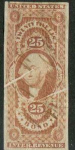 USA SC# R43a Bond 25c Possible Plate Flaw Very Light Cancel