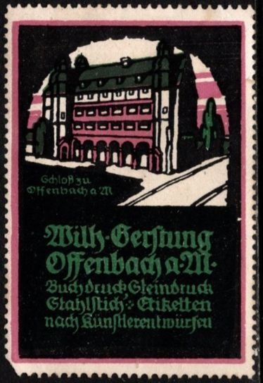 Vintage Germany Poster Stamp Wilhelm Gerstung Letterprint, Stone Printing