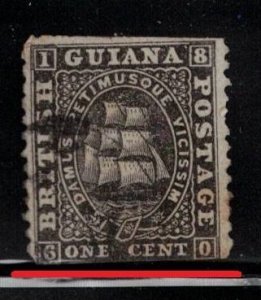 BRITISH GUIANA Scott # 24 Used - Old Ship Type - Clipped Perfs At Bottom CV $65