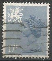 GREAT BRITAIN, WALES, Machins, 1984, used 17p blue gray, Scott WMH30