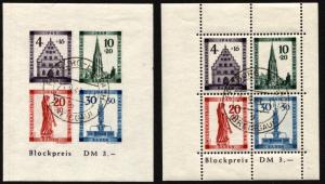 GERMAN French Occupation BADEN 5NB8a 5NB8b Semi-Postal Stamps Imperf Sheets USED