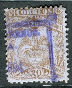 COLOMBIA;  1892 early classic fine used 20c. value