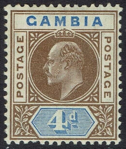 GAMBIA 1904 KEVII 4D WMK MULTI CROWN CA  