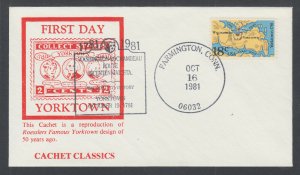 US Pl 1937-A FDC. 1981 18c Yorktown, Cachet Classics FIRST CACHET, Farmington x 