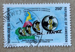 Cameroun 1998 250fr World Cup soccer, used.  Scott 923, CV $2.50