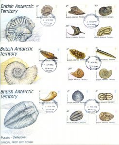 Definitive. 1990 Fossils. 3 FDC.