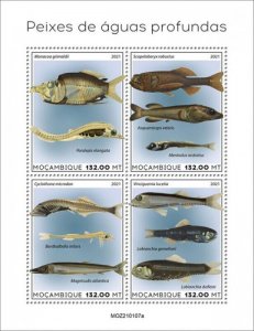 Mozambique - 2021 Deep Sea Fish, Barreleye - 4 Stamp Sheet - MOZ210107a