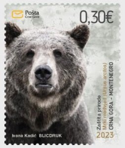 Montenegro 2023 Protection of Nature Brown Bear (Ursus Arctos) stamp MNH