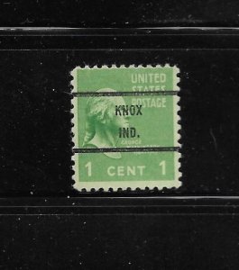 US Bureau Precancels: IN: Knox; #804-71; 1¢ 1938 Prexy; PSS CV $5
