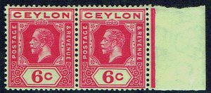 CEYLON 1919 6c pale scarlet in a right - 41940