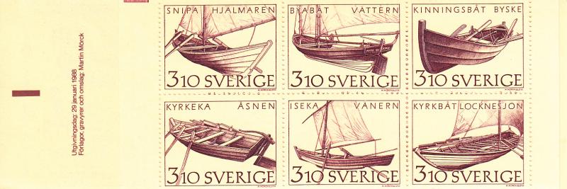 Sweden 1988 MNH Sc #1671a Inland Boats Complete booklet