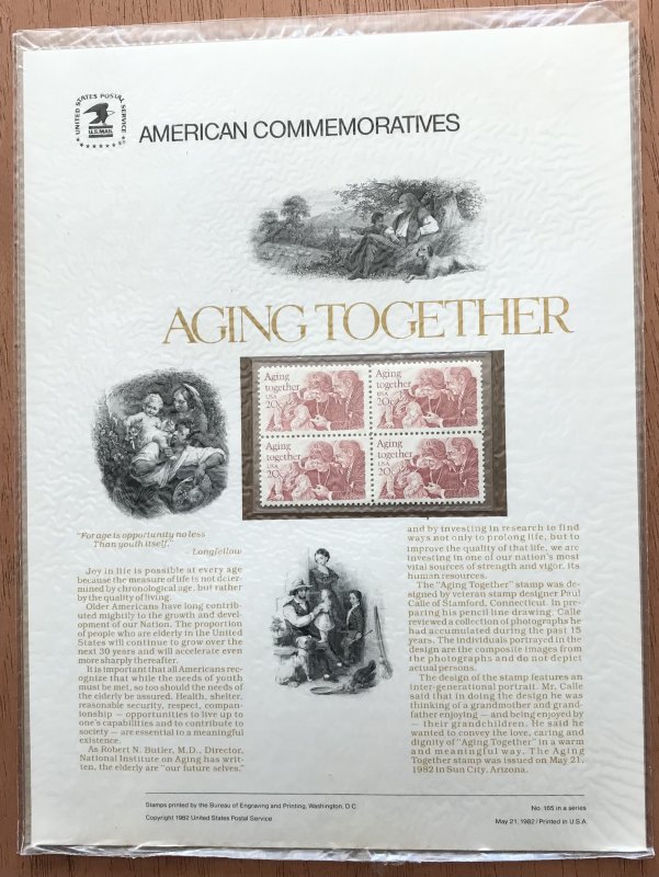 US CP165 Commemorative Panel Block of 4 #2011 Aging SCV $10.00 L34