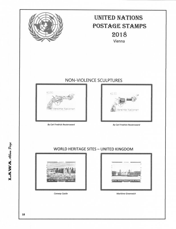 2018 UNITED NATIONS  ISSUES SUPPLEMENT – LAWA Album Pages