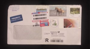 C) 2017. GERMANY. AIR MAIL, ENVELOPE SENT TO URUGUAY. MULTIPLE TOURISM STAMPS