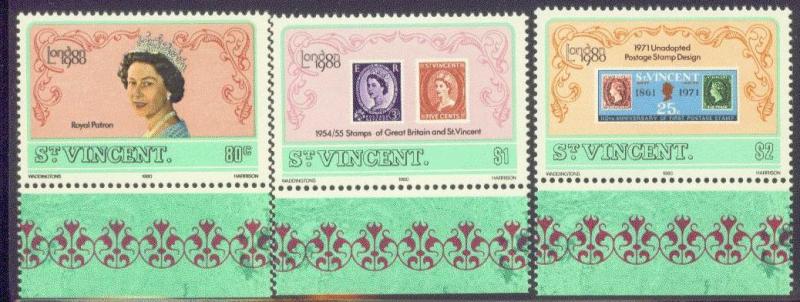 ST.VINCENT  599-601 MNH 1980 LONDON 80 INTL.STAMP SHOW