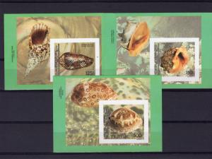 Comoro Islands 1992 Mi#BL.362/364 SEA SHELLS 3  S/S Imperforated MNH