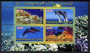 CONGO - 2011 - Dolphins & Coral #1 - Perf 4v Sheet - MNH - Private Issue
